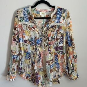 Maeve Anthropologie Printed Blouse